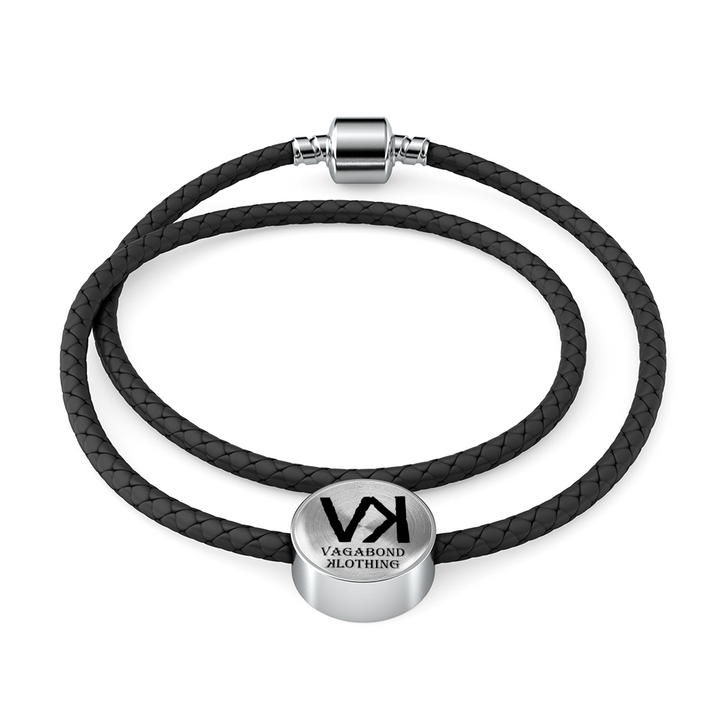VK Double-Braided Real-Leather Charm Bracelet