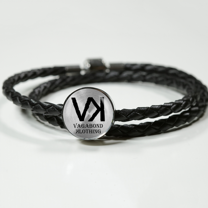 VK Double-Braided Real-Leather Charm Bracelet