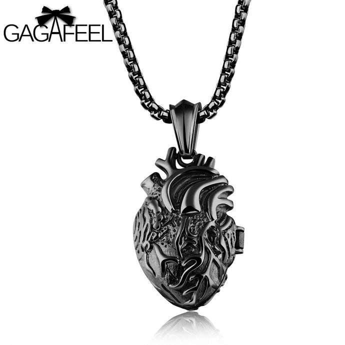 Men's Stainless Steel Anatomically Correct Heart Pendants Gold, Silver