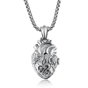Men's Stainless Steel Anatomically Correct Heart Pendants Gold, Silver