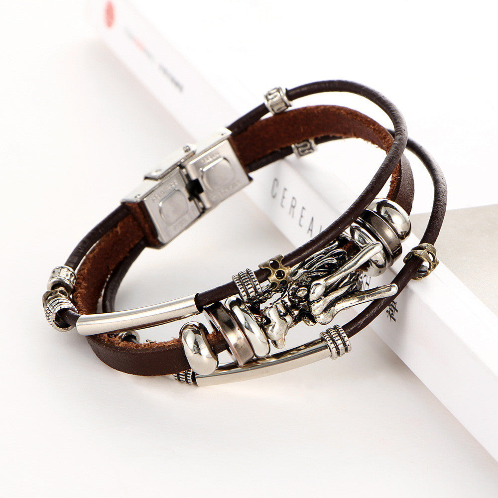 Men's Braided Leather Stainless Steel Bracelet Wristband, Jewelry, Vagabond Klothing Ko.- Vagabond Klothing Ko.